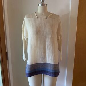 RACHEL COMEY New York-Folsom Top-Striped Lightweight Cold Shoulder 3/4 Sleeve- 2